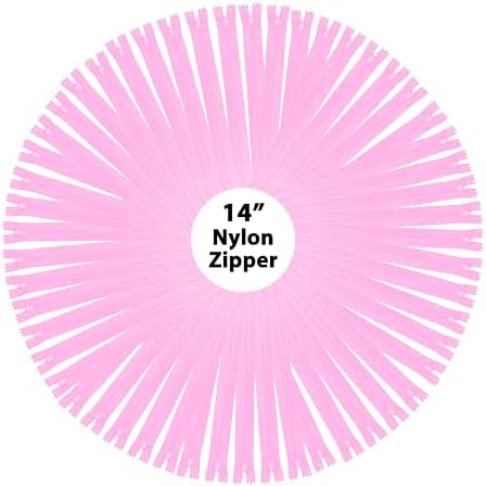 Mandala Crafts 80 PCs Pink Closed-End 14 Inches Nylon Zippers for Sewing