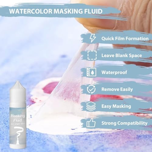 White Masking Fluid for Watercolor Painting 60ml, Fast-Drying