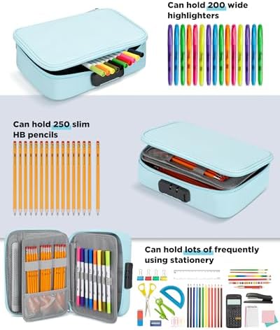 Zannaki Large Capacity Pencil Pouch Case with Lock, Pen Marker Stationery Bag Art Supply Storage Organizer Box for Bullet Journal Middle High School College Student Teen Girl Women Adult, Mint Green