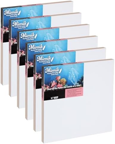 Creative Mark Mimik Recycled PET Cradled Canvas Panel 3/4" Depth - 8x8 Pack of 6 - Medium-Textured Painting Board for Eco-Conscious Artists, 14.11 oz Triple-Acrylic-Primed Weight Mounted Canvas