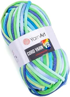 YarnArt Cord Rainbow Yarn - Cotton Polyester Crocheting and Knitting Yarn - Home Decoration Yarn for Baskets, Doormats, Rugs, Supla, Cushions, Blankets, Bags,Super Bulky #6, (1 Skein) (920)