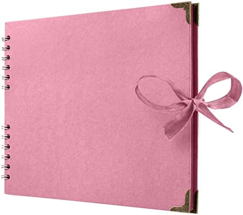 Bstorify Square Scrapbook Photo Albums 50 Pages (11 x 8.5 Inch) Pink | Hardcover with Thick 200 GSM Kraft Paper, Ideal for Your Scrapbooking Albums, Art & Craft Projects (Pink, 11 x 8.5 Inch)