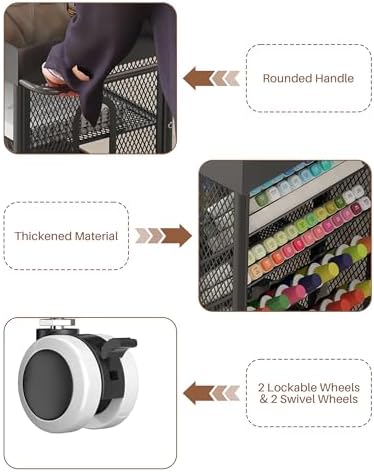 Rolling Utility Art Cart with Paint Storage & Brush Organizer,Black