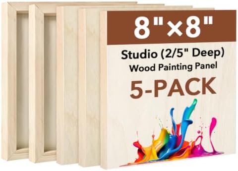5 Pack Wood Canvas Boards for Painting, Unfinished Birch Cradle Boards