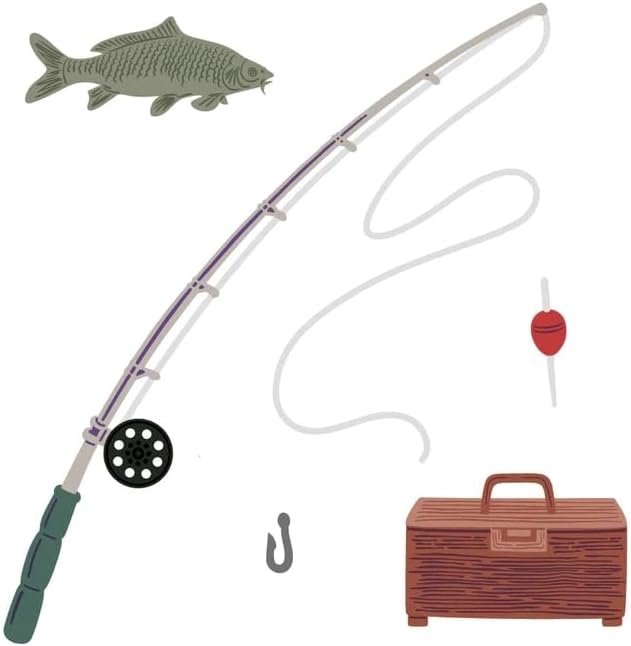 Fishing Pole Fish Metal Cutting Dies for Card Making