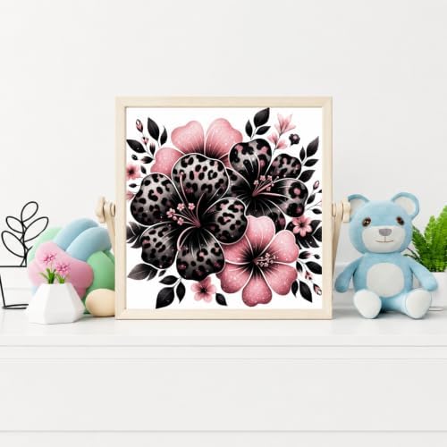 DOTSTART Leopard Flowers Diamond Art Kits for Adults, Full Round Gem Art