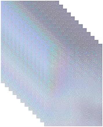 Bleidruck 25 Sheets Glitter Clear Holographic Laminate Sheet Adhesive Paper | Transparent Cold Laminate Sheets Sparkle Holographic Sticker Paper A4 Size Waterproof for Documents, Photo, No Machine Needed