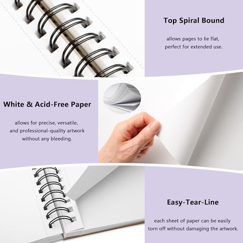 WINNER 9" x 12" Sketch Book 4 Pack, 400 Sheets Spiral Bound Art Sketchbook, 68lb/100gsm White Acid Free Drawing Pad, Sketching Drawing Writing Sketch Pad for Kids, Adults, Art Supplies for School