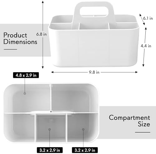 Tiawudi Multipurpose Caddy Organizer, Plastic Caddy with Handle, Stackable Desk Organizer for Stationery, Marker and Pencil, Office Supplies Organizer, Dorm Caddy