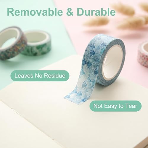 10 Pcs Vintage Washi Tape Set, 1.5 cm × 5 m Decorative Adhesive Tape Rolls, Multi Pattern Decorative Washi Tape for Scrapbooking, Journaling, Art Crafts, Planner, Gift Wrapping & DIY Decorations