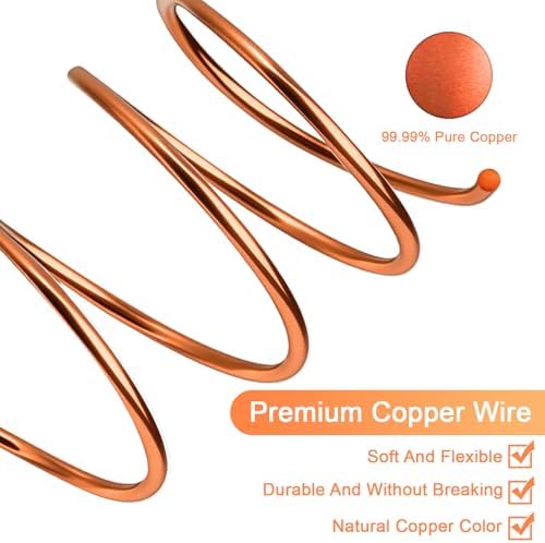 Premium 12 Gauge Copper Wire - 32.8ft Bendable Metal Craft Wire with 4-in-1 Pliers for Jewelry Making, Floral Design, Doll Making, and DIY Crafts Easy Wire Cutting, Shaping, and Wrapping