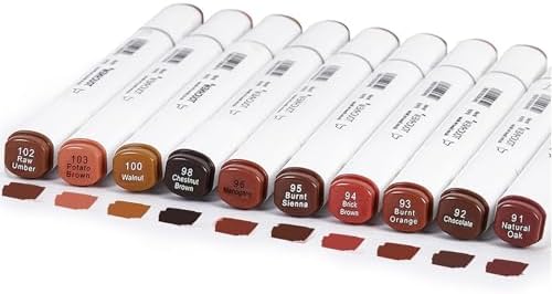 10Pcs Alcohol Markers Pure Color Series,T6 Upgrade Dual Tip Art Solid Color Markers Set for Adults Beginner Drawing Sketching DIY Crafts (Wood Color)