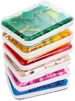 CoiiJoii Zippered Pouch Hard, Clear Zippered Hard Pouch, Stackable Storage Bins, Portable Clear Bin Zipper (White, Large-6pcs)