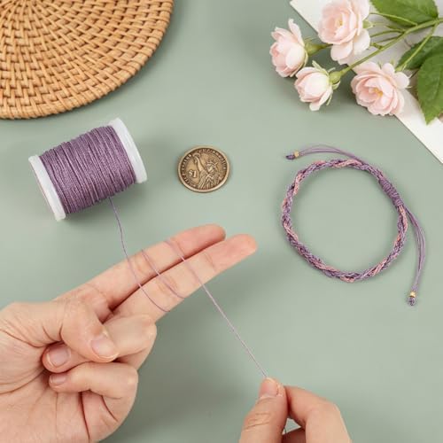 PH PandaHall 131 Yards 0.5mm Waxed Cord Purple Waxed Polyester Thread Purple Waxed String Twine Beading Cord for DIY Bracelet Making Necklace Crafting Jewelry Supplies Macrame Projects