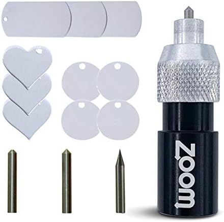 Brother ScanNCut 3-in-1 Etching/Engraving Tool - Precision, Regular, and Blunt Engraving Tips with Heart, Dog Tag, and Circle Stamping Blanks for Brother Scan and Cut Machines- by Zoom Precision