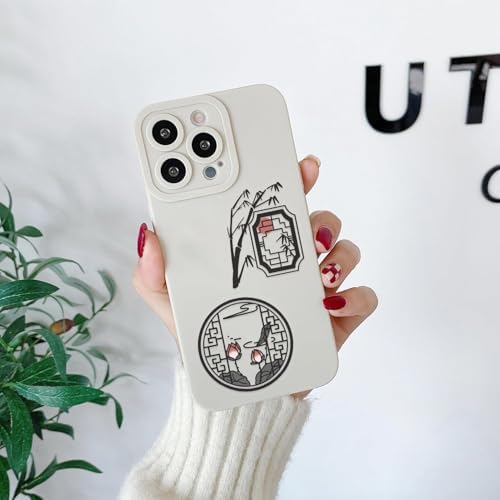 50pcs Black and White Stickers for Laptop Water Bottles, Transparent PET Waterproof Adhesive Ancient Style Sketches Decals for Kids Birthday Party Scrapbook Phone (Black and White)
