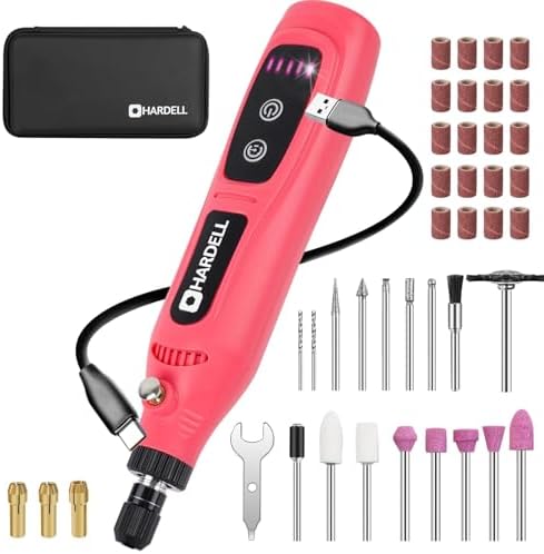 HARDELL Mini Cordless Rotary Tool, 43pcs Lightweight Rotary Tool Kit | Low noise, compact Type-C Charging Power Rotary Tool for Engraving, Sanding, Polishing, Drilling, Grinding, Small DIY Crafts