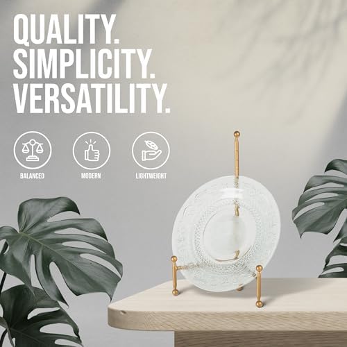 Red Co. Decorative Tripod Plate Stand and Art Holder Easel in Gold Finish - 14" h (Pack of 2)
