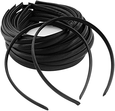Duufin Black Headbands for Girls Crafts DIY 30 Pcs Plain Satin Headbands