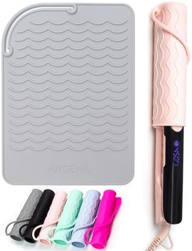 ANGENIL Silicone Heat Mat for Hair Tools - Flat Iron and Curling Iron Mat Heat Resistant for Counter, Heat-Resistant Flat Iron Travel Essentials Case, Vanity Organizer, Grey, Normal Size 9" x 6.5"