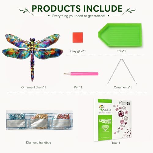 HMZephitiquc Dragonfly Hanging Diamond Art Kits for Adults, Special Shaped Crystal Diamond Painting Suncatchers, 5D Gem Art, Sun Catchers DIY Craft Kits for Gift Home Decor