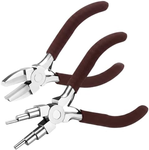 Mudder 2 Pcs Jewelry Making Tool 6 in 1 Bail Making Plier,Brown