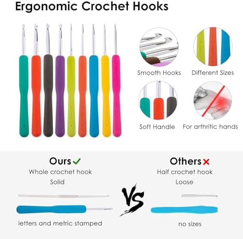 82Pcs Crochet Hook Set with Storage Case - Stand Up Crochet Hook Case with 20 Size Crochet Hooks & needles, Crochet Accessories - Crochet Needles Set for Crochet Lovers, Crochet Kit for Beginners