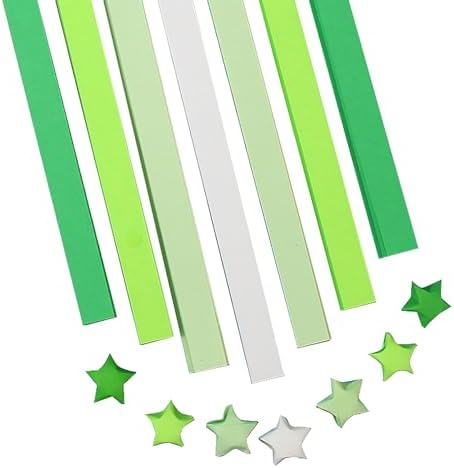 1080 Sheets Origami Star Paper 4 Green Color Strips Double Sided Lucky Star Decoration Folding Paper for DIY Hand Art Supplies (Green-1080 sheets)