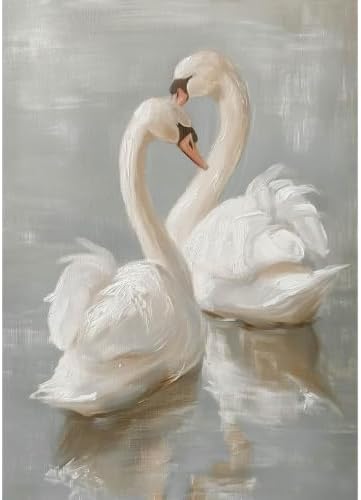 VeGuude Diamond Art Kits for Adults, Full Drill Classical Swan Diamond Painting Kits for Beginners, DIY Swan Vintage Art Full Rhinestone 5D Diamond dots, Home Wall Decoration (12x16 inch)