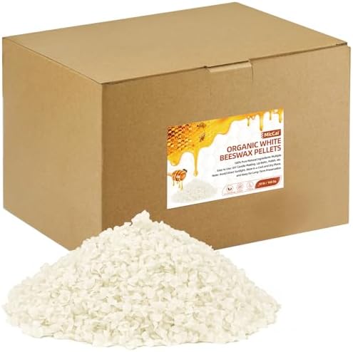 MicCai White Natural Beeswax Pellets 10LB, Organic Beeswax