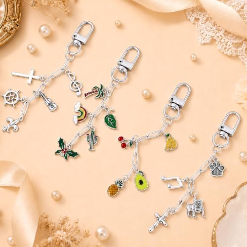 Wurosi 18pcs Paperclip Keychain Making Kit,Key Ring Swivel Snap Hook Chains