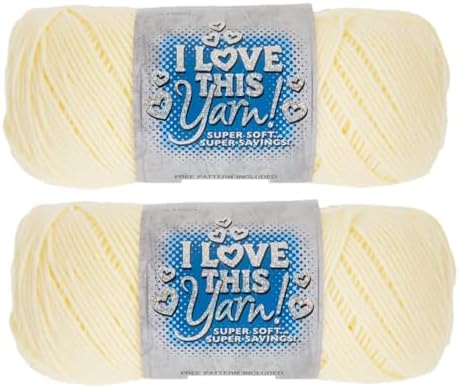 Hobby Lobby I Love This Yarn, 100% Acrylic, 359 Lemon Ice, Set of 2