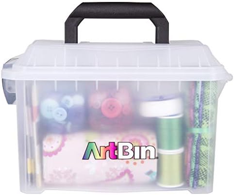ArtBin 6815AG Mini Sidekick Carrying Case, Portable Art & Craft Organizer with Handle, [1] Plastic Storage Case, Clear