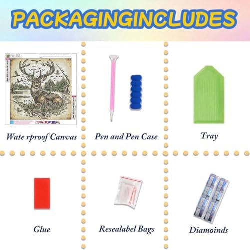 Lophomie Diamond Art Kits for Adults, 5D Deer Diamond Painting Kit 14x14 in