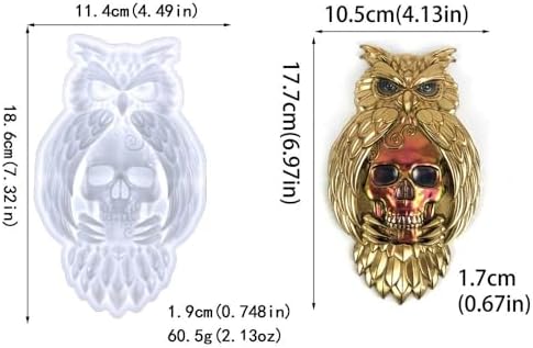 3D Owl Skull Silicone Mold for Epoxy/UV Resin Casting Halloween DIY Craft