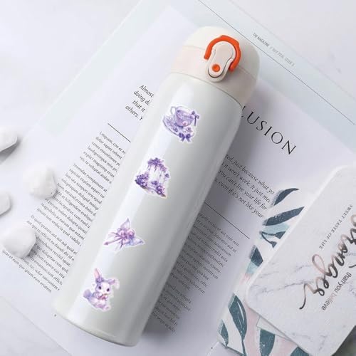 50Pcs Vintage Stickers,Waterproof Transparent PET Aesthetic Decorative Scrapbooking Supplies for Adult Card Making Letters Planner Journaling Junk Journal DIY Water Bottles Art Craft.Purple Flower