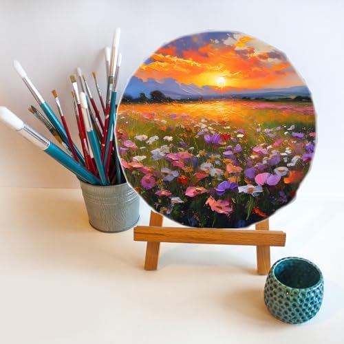 10 PCS Round Canvas Boards for Painting 8 Inch Circle Canvas Panel Round Stretched Canvas Blank Canvas White Round Paint Canvas for Oil, Acrylic, Gouache, Crafts