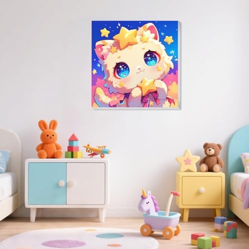 XTCIXAL Paint by Numbers Kit for Kids with Frame, Cat, 8X8 inch
