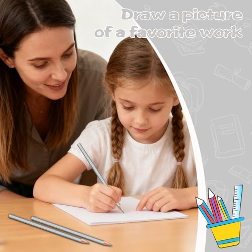 12 Pack Silver Colored Pencils for Kids, Pre-sharpened Art Pencils Back to School Supplies Set, Drawing Sketching Pencils for Students, Teachers, Classroom