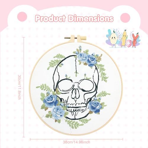 Kuabiz 5 Sets Skull Embroidery Kits for Beginners Anatomy Cross Stitch Kit for Adults Organ Embroidery Starter Kit Embroiderys Hoop Needlepoint Kits with Instruction Needles Threads for Doctors Gifts