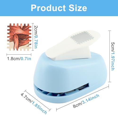 Postage Stamp Punch, 0.8 x 0.7 in Scalloped Rectangle Paper Punch