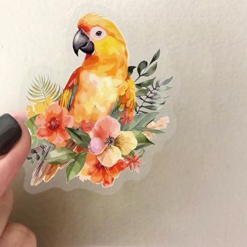 50 Pack Watercolor Bird Transparent Stickers for Teens - Floral Nature Birds Decals Waterproof PET Scrapbook Decals for Journal, Guitar, Notebook, Phone Case - Ins Aesthetic Nature Art Sticker Set