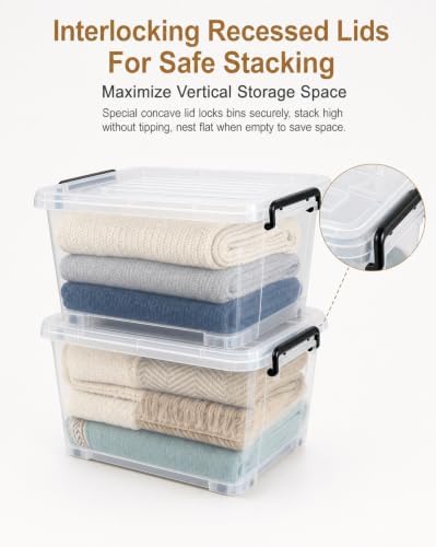 NUMIFUN 15QT Storage Bins with lids, Stackable Space Saver for Family