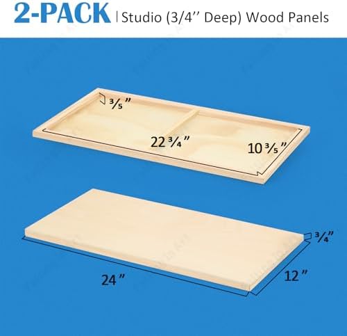 Falling in Art 2 Pack 12x24’’ Unfinished Birch Wood Panels Kit for Painting