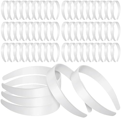 Hotop Plastic Headbands Bulk No Teeth Plain for Women,1 Inch Wide,White
