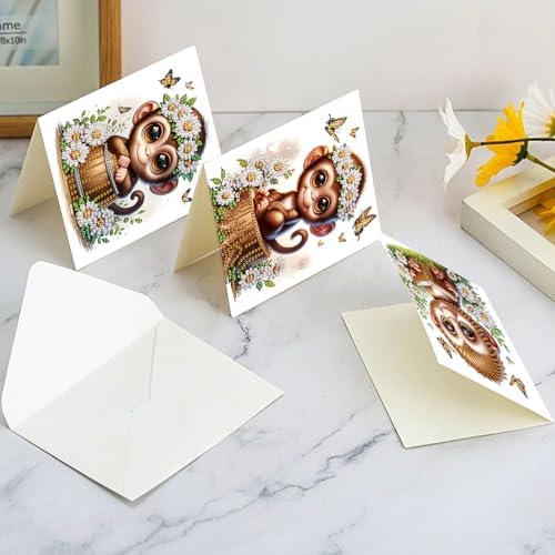 LazyFold 6 Pcs Diamond Art Painting Greeting Cards Kits, DIY Cute Leopard Handmade Festival Greeting Cards with Envelopes Diamond Art Crafts Birthday Cards Creative Gift