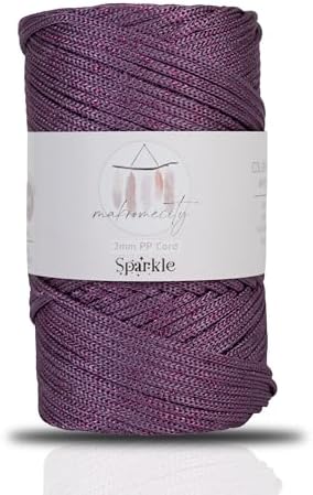 Makromecity Sparkle Polypropylene Macrame Cord 3mm x 131 Yards (394 feet) Premium Polyester Macrame Cord for Macrame Art & Crafts for Wall Hangings, Bags, Underplate, Rug