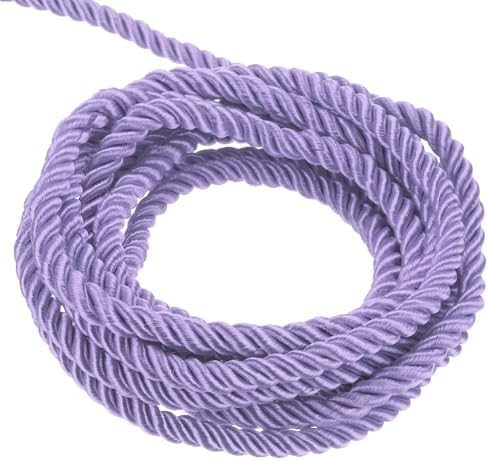 MECCANIXITY Twisted Cord Trim, 11 Yard 3mm 3-Ply Twine Braided Rope Shiny Thread String for Craft Gift Bag Curtain Christmas Decor, Light Purple - 10m