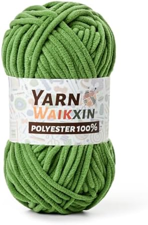 Army Green Soft Chenille Yarn for Crocheting, Fluffy Chunky Crochet Yarn for Baby Blanket, (3.52oz/131yds) Fuzzy Velvet Yarn for Amigurumi&DIY Puzzle、Crafts、Scarf