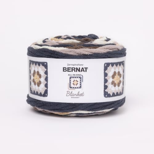 Bernat All in One Blanket Granny Soft Crochet Yarn, Asphalt, 2-Pack